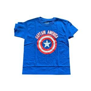 MARVEL, CAPTAIN AMERICA, SIZE 10/12, BLUE T SHIRT WITH LOGO